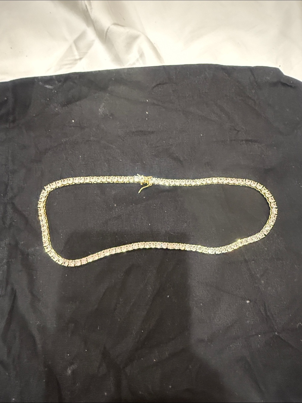 Gold tone Moissanite Tennis Necklace with Clear Stones -